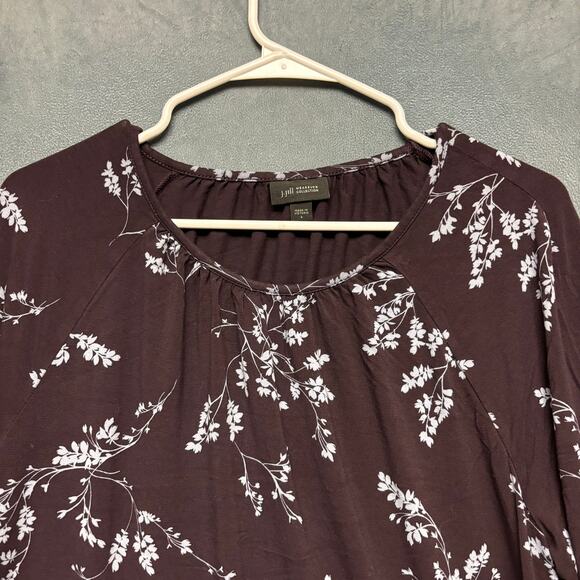 J. Jill Wearever Collection Floral Blouse Womens Large Boho Hippie Cottage Flowy - Picture 2 of 6